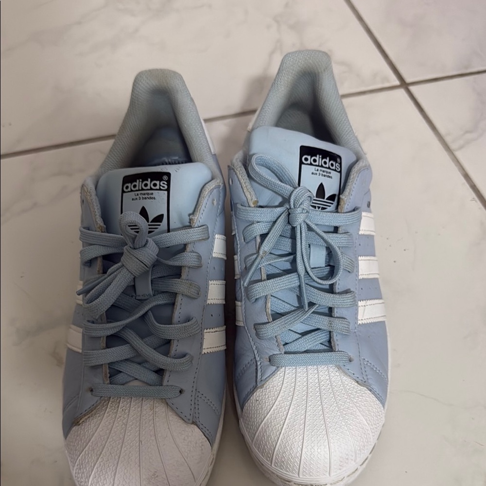 Adidas Kids' Light Blue and White Sneakers
